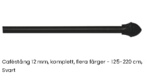 Caféstång ø 12 mm 125-220 cm Svart