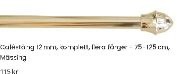Caféstång 75-125 cm ø 12 mm Mässing