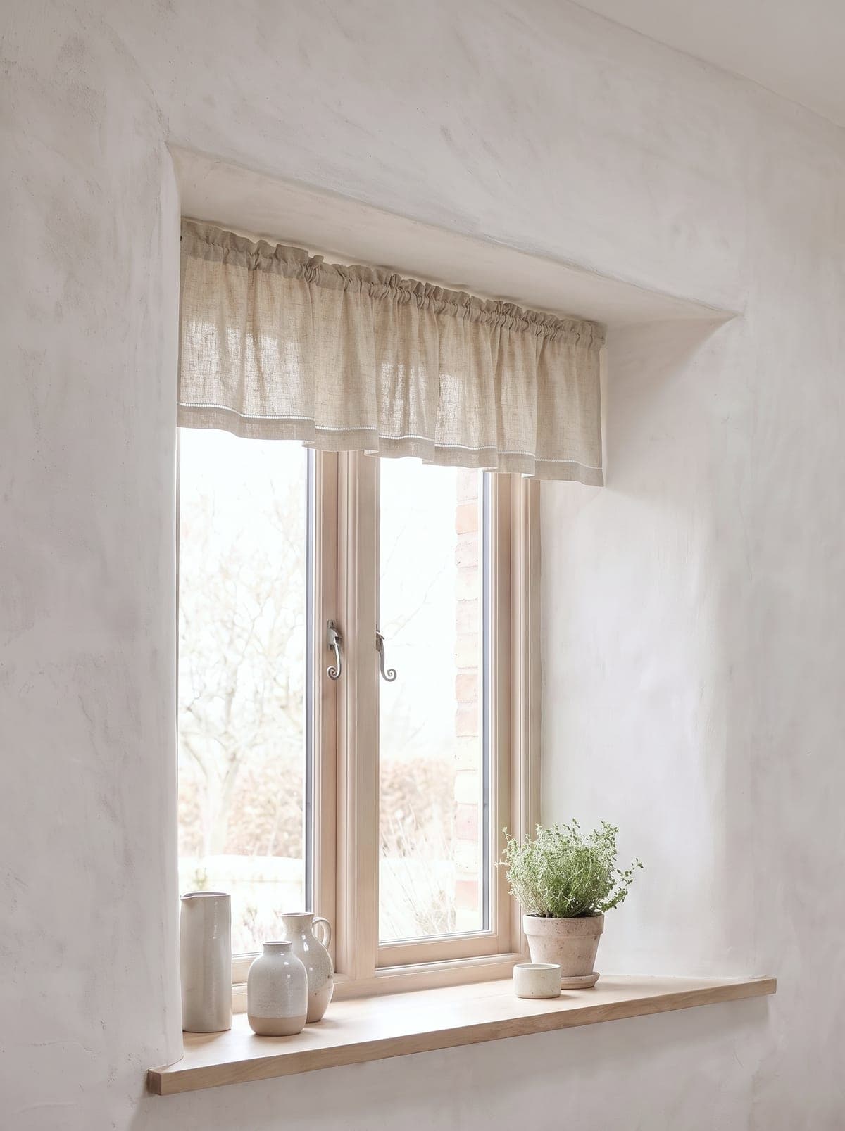 Gardinkappa Hemstitch, linnefärgad