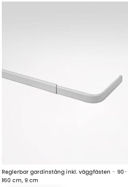 Reglerbar gardinstång inkl. väggfästen 90-160 cm 9 cm Vit