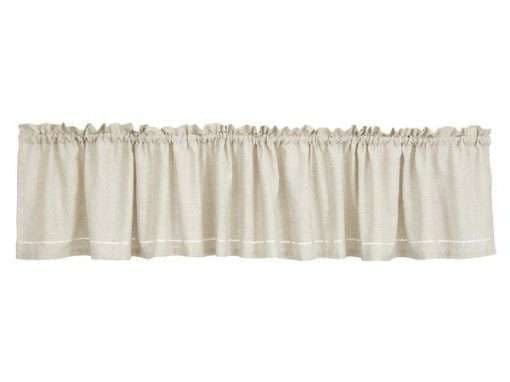 Gardinkappa Hemstitch, linnefärgad, tyget på nära håll